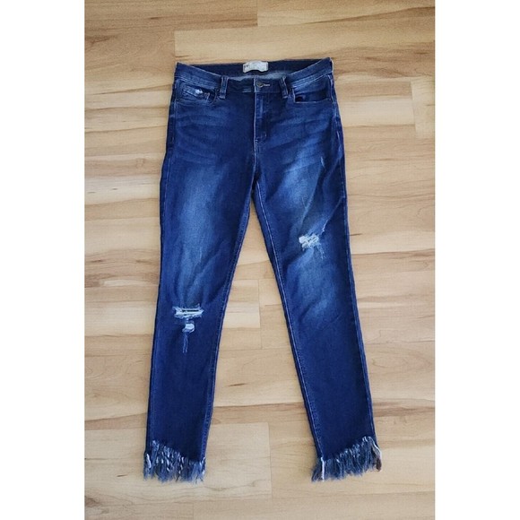 Free People Great Heights Frayed Jeans Medium Wash Distressed Size 27 - Picture 2 of 10